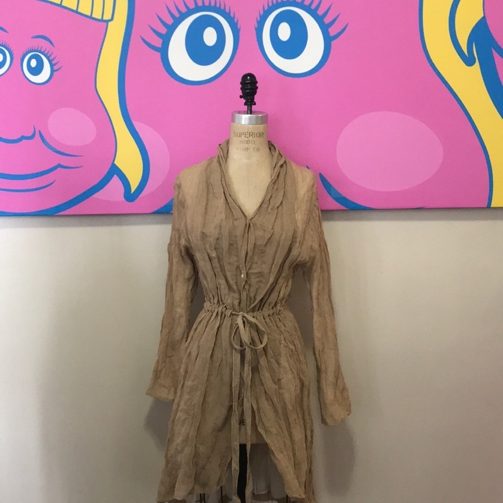 Annette Gortz Tan Cotton Silk Jacket Coat
